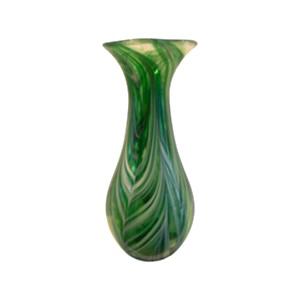 Green hand blown large flower vase